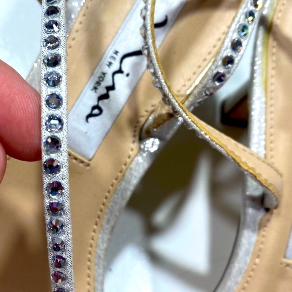 Nina New York Nelena Silver Rhinestone Sparkly Strappy Evening Sandals Size 6.5 - Picture 14 of 16